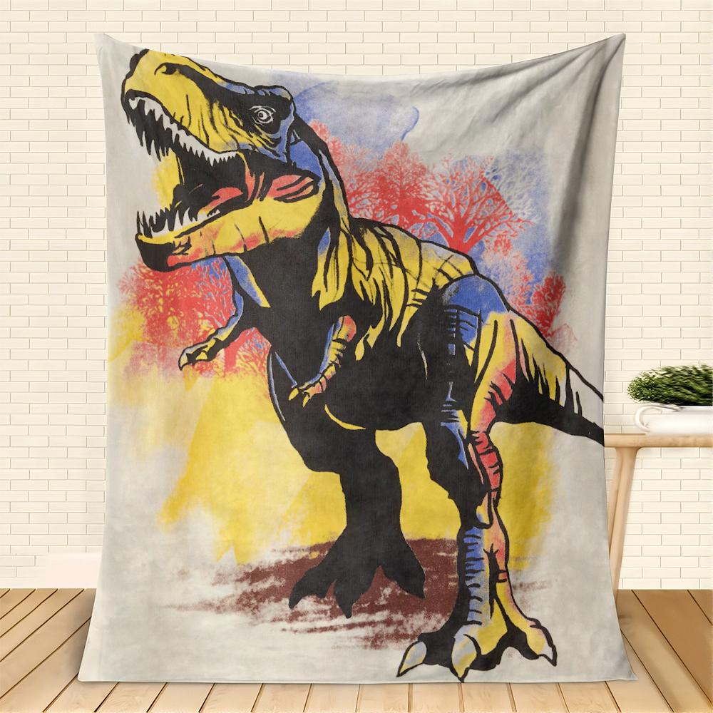 Pop Art T-Rex Dinosaur Flannel printed blanket suitable for all seasons suitable for living room office sofa and travel