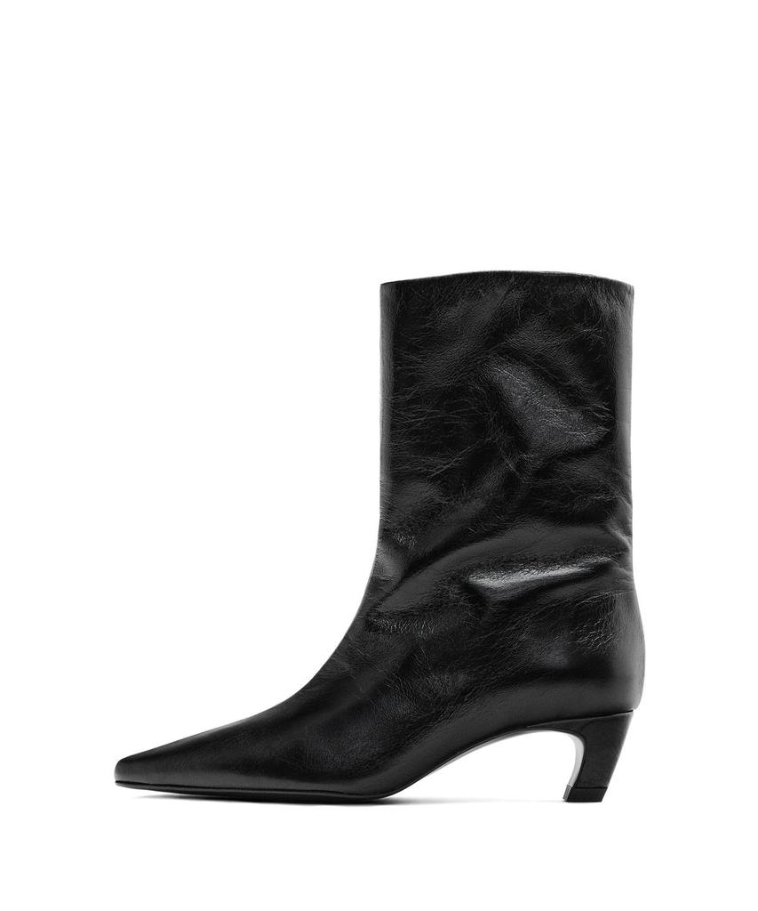 Кожаные ботильоны на высоком каблуке Massimo Dutti