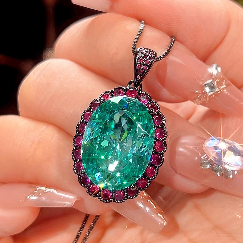 Ювелирные изделия Медное основание Позолоченное Имитация Пара Зеленый Черный Золото Премиум Набор в форме яйца Женский Камень 15 * 20