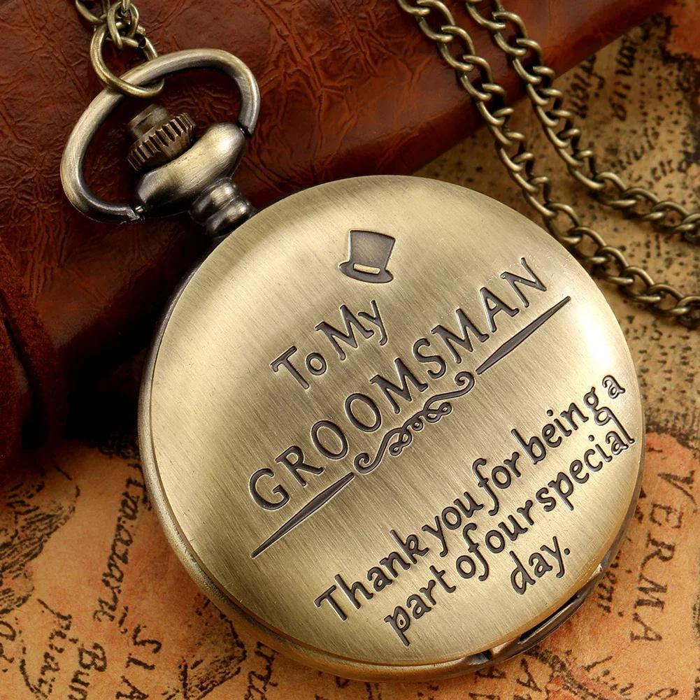 Vintage Bronze Pocket Watch,Thank You for Being a Part of Our Special Day , Precise Quartz Movement Watch Gift for Groomsmen