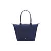 Longchamp Le Pliage Green Бренд Вышитый Логотип Холст И Кожа Сумка-тоут На плечо Большая Женские сумки Темно-синий 1899919P68