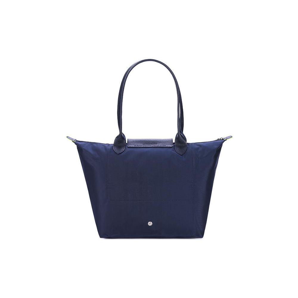 Longchamp Le Pliage Green Бренд Вышитый Логотип Холст И Кожа Сумка-тоут На плечо Большая Женские сумки Темно-синий 1899919P68