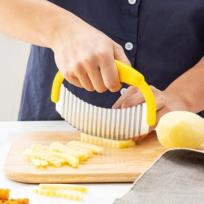 Нож для картофеля из нержавеющей стали, волнообразный нож для картофеля фри, нарезка для картофельных чипсов, морковь, необычная овощерезка, кухонные аксессуары