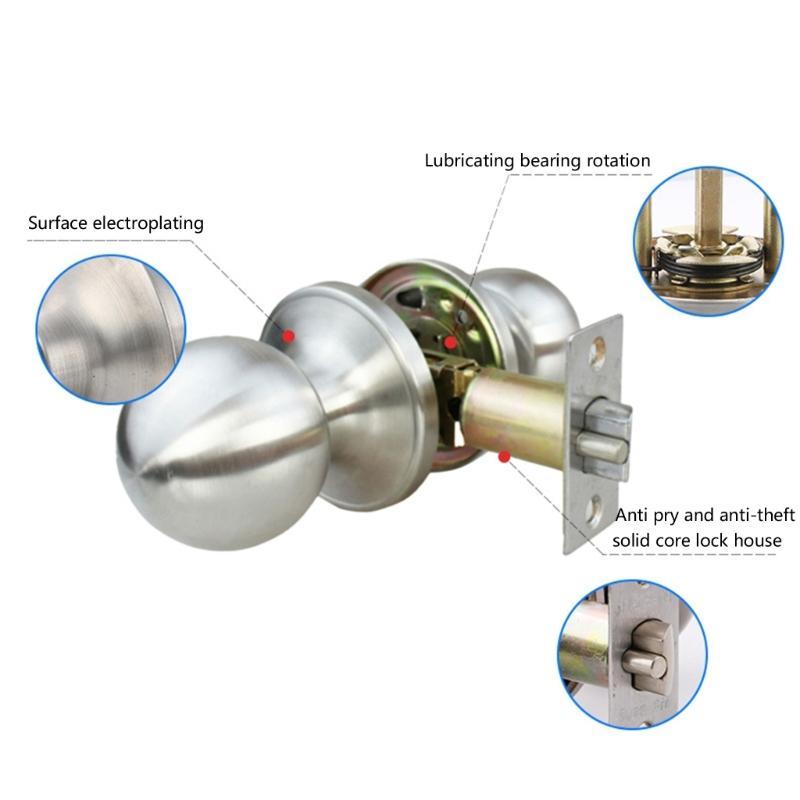 Комплект круглых ручек из нержавеющей стали с вращающейся ручкой, круглый незапирающийся дверной замок для прихожей, кладовой, простой в использовании