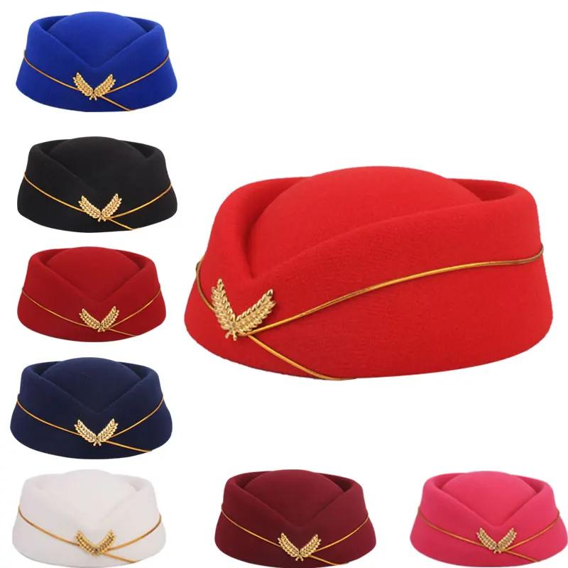 Шляпка бортпроводницы Шляпка стюардессы Берет Женские формальные головные уборы Аксессуар Вечерние шляпки Аксессуары для костюмов