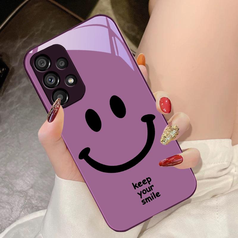 Чехол из закаленного стекла для телефона Samsung Galaxy S10 4G S20 11E 30 S21 21Fe 22 Pro S23 Ultra 5G S8 S9 Plus Сохраняйте свою улыбку