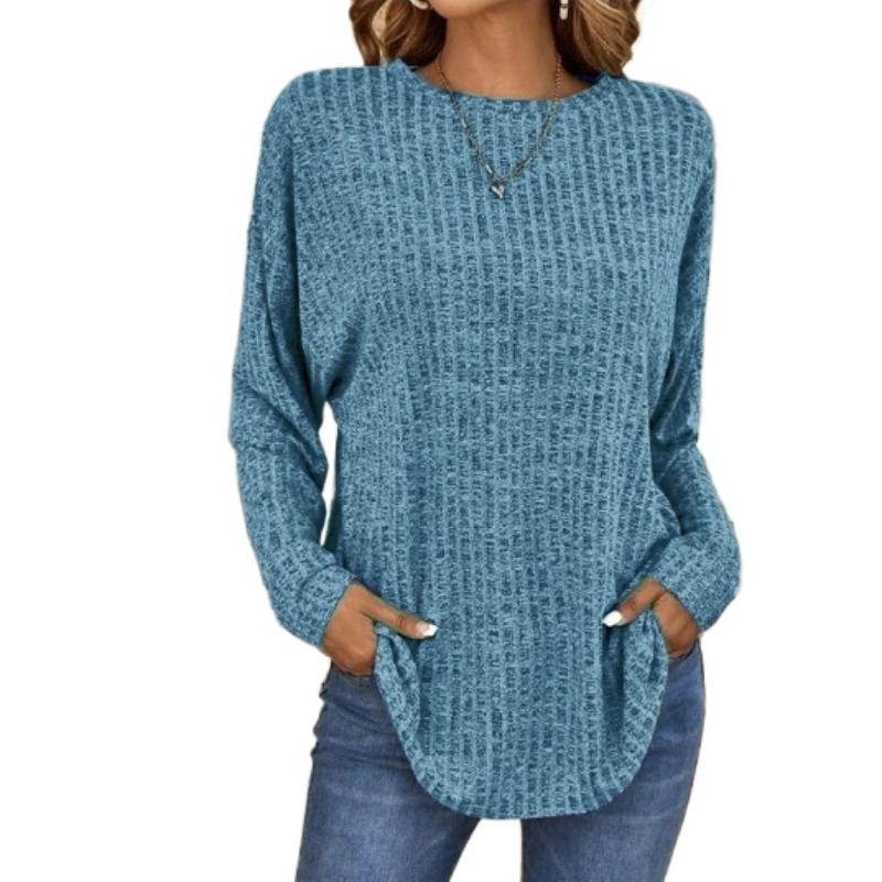 Вязаный свитер, удобный женский топ с длинным рукавом, повседневные рубашки