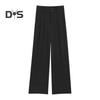 Women Pants High Waist Straight Wide Leg Trousers with Pockets Button Zipper Fly Solid Color Loose Fit Suit Pants Work Wear