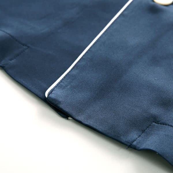 Wacoal Шелковая атласная рубашка Шелковая мужская пижама, 100% (Темно-синий, Большой)