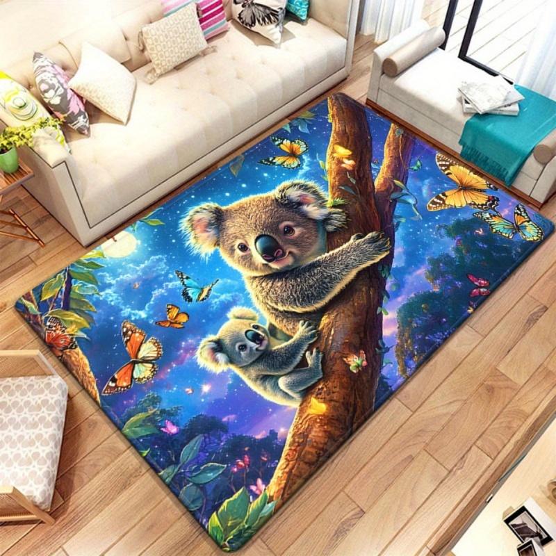 Black Pitbull Dog Thick Gold Chain Print Large Area Soft Flannel Non Slip Floor Carpet for Living Room Pet Lover Modern Style