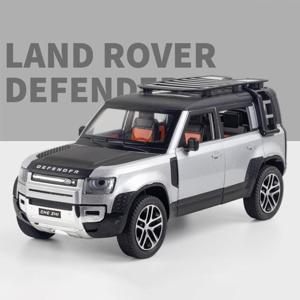 Масштаб 1/24 Land Rover Defender SUV, металлический литой под давлением игрушечный автомобиль из сплава, модель автомобиля со звуком и светом для мальчиков, детей, подарок, транспортные средства, коллекция хобби