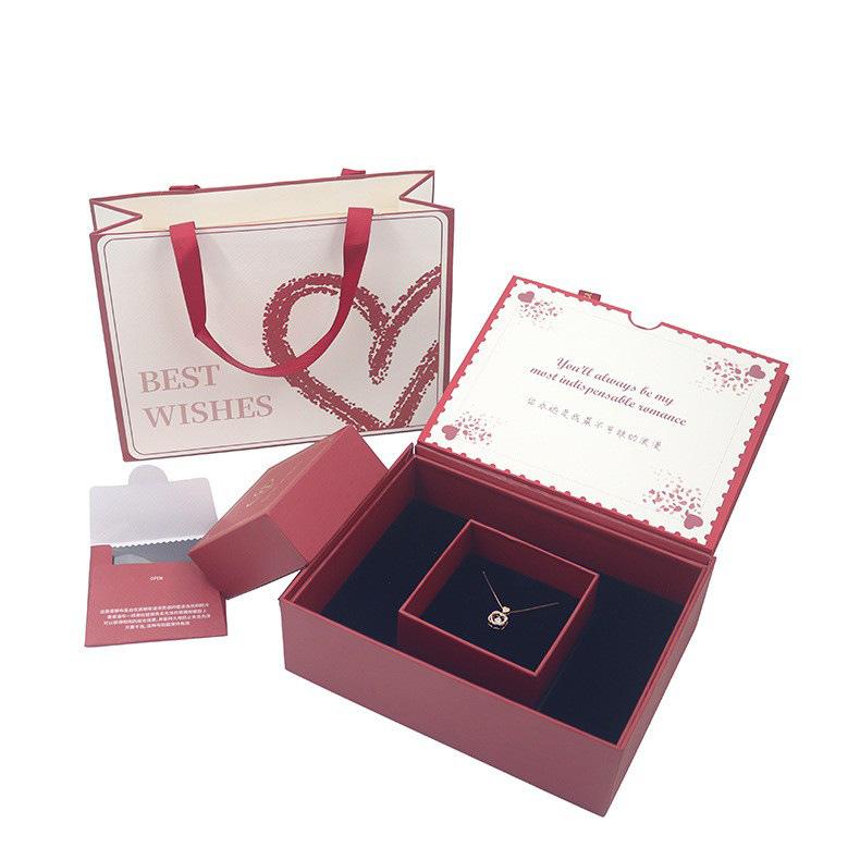 New Arrival 2024 Valentine's Day Romantic Heart-Fluttering Bronzing Cardboard Gift Box for Girlfriend Earrings Ring Necklace