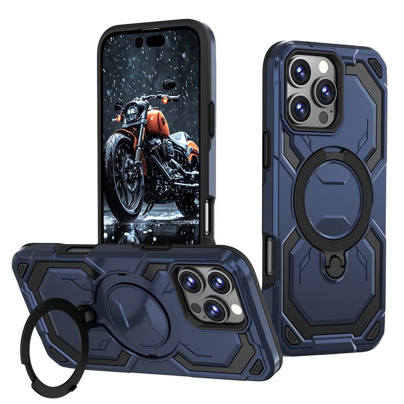 Металлический кронштейн беспроводной зарядки магнитный чехол для iPhone 16 Pro Max 15 Pro 14 13 12 11 360 кольцо подставка противоударный для Magsafe телефон чехол