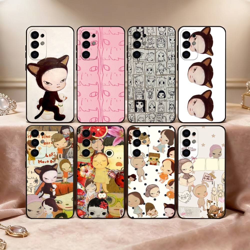 Искусство Японии Y-Yoshitomo Nara Чехол для телефона для Samsung S25, S24, S21, S22, S23, S30, Ultra, S20, Plus, Fe, Мягкий силиконовый Черный чехол