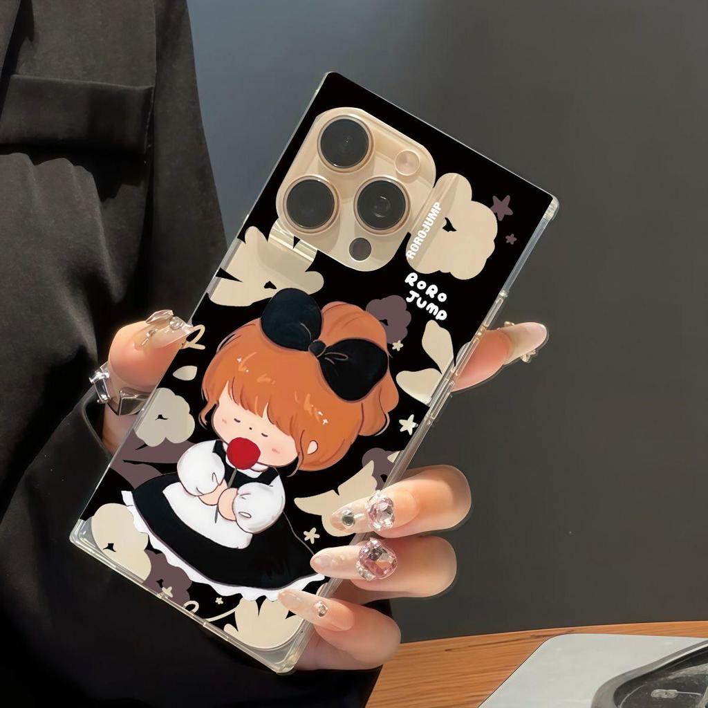 Clear Square Back Tube Case Protection For iPhone 14 Pro Max 15 Plus 11 16 ProMax 13 12 Anti-Oxygen,Cute Little Girl Pattern Casing
