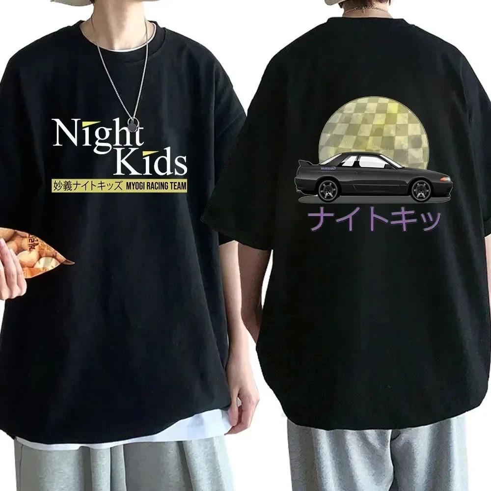 Anime Drift AE86 Initial D Double Sided T Shirt O-Neck Short Sleeves Summer Casual Unisex R34 Skyline GTR JDM Manga T-Shirts