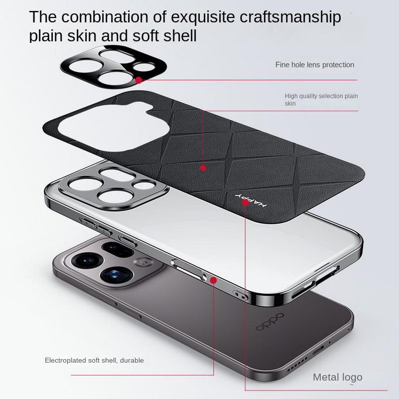 Plain Leather + Camera Lens Protection Case For OPPO Find X9 Pro Find X9 X8 Pro X7 Slim Good Texture Cover