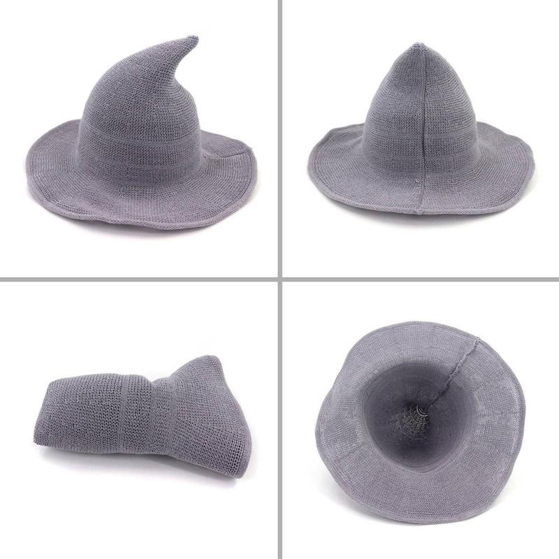 Modern Witch Hat Knitting Hat Masquerade Adult Kids Halloween Witch Hats Cosplay Costume Hat Halloween Accessories Horror Party Fancy Dress Decor