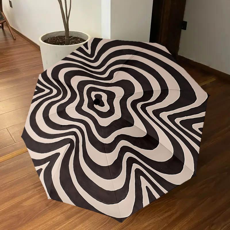 1PC Op Art Spiral Umbrella-8-Rib Reinforced, Automatic Open, Lightweight & Durable, Cute Fashion Accessory for Outdoor, Beach, or Casual Use, Beach Um