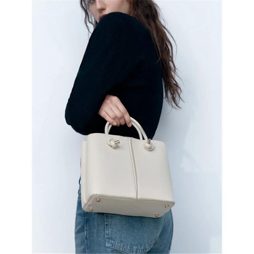 Простые женские сумки через плечо из искусственной кожи, повседневные женские сумки-ведра, однотонные, большой емкости, ручные женские сумки
