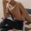 Solid Cable Twist Turtleneck Sweater, Casual Long Sleeve Pullover Sweater, Women's Clothing