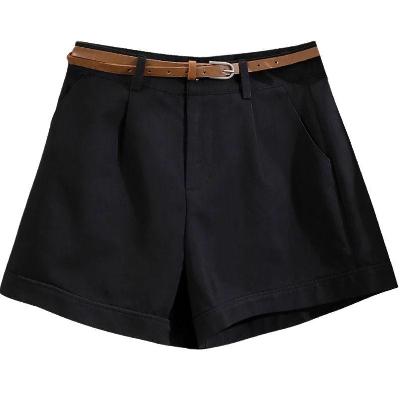 Женские шорты А-силуэта с высокой посадкой и широкими штанинами, с поясом - Летняя повседневная рабочая одежда 2025