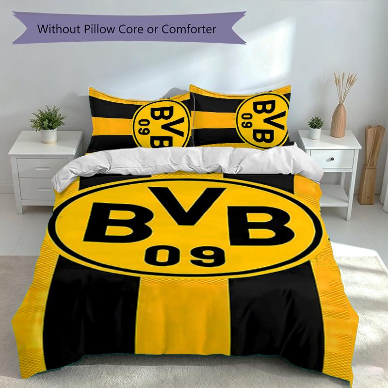 Набор из 3 предметов: Пододеяльник и 2 наволочки Borussia Dortmund, Мягкая и удобная ткань, Подходящий комплект постельного белья