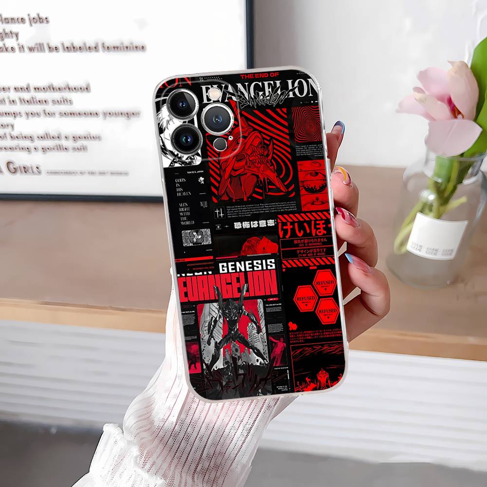 Чехол для телефона с принтом аниме Евангелион для iPhone 11 13 16 12 17 14 15 Pro Max Plus Мягкий прозрачный задний чехол Coque