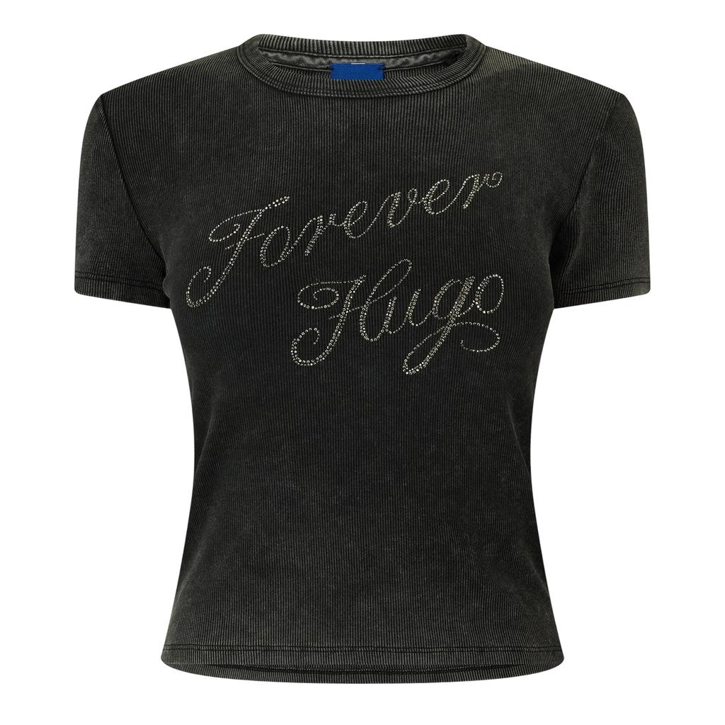Hugo Womens/Ladies Lettering Print Crew Neck Slim T-Shirt