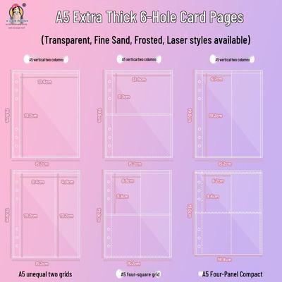 Xiaohongshu A5 Компактный 3-дюймовый сменный блок для папки: Прозрачные страницы для хранения карточек с 4 карманами