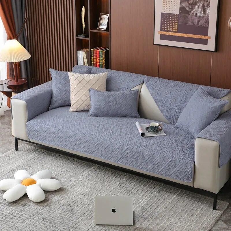 New Pure Cotton Sofa Cover Sofa Cushion Solid Color Couch Cover Non-slip Armrest Towel Pillowcase Four Seasons Universal Cushion
