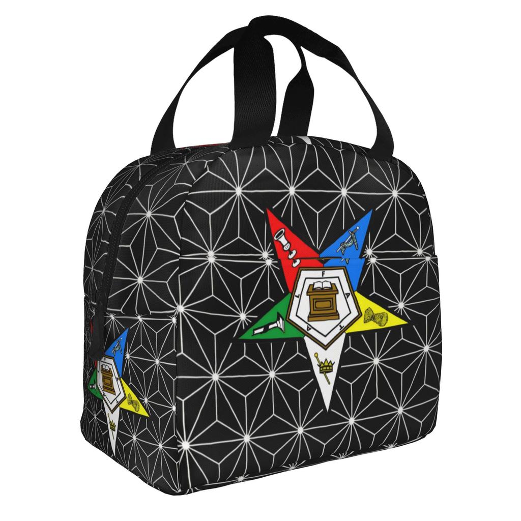 Order Of The Eastern Star Logo Thermal Insulated Lunch Bags Women Portable Lunch Container for School Multifunction Food Box