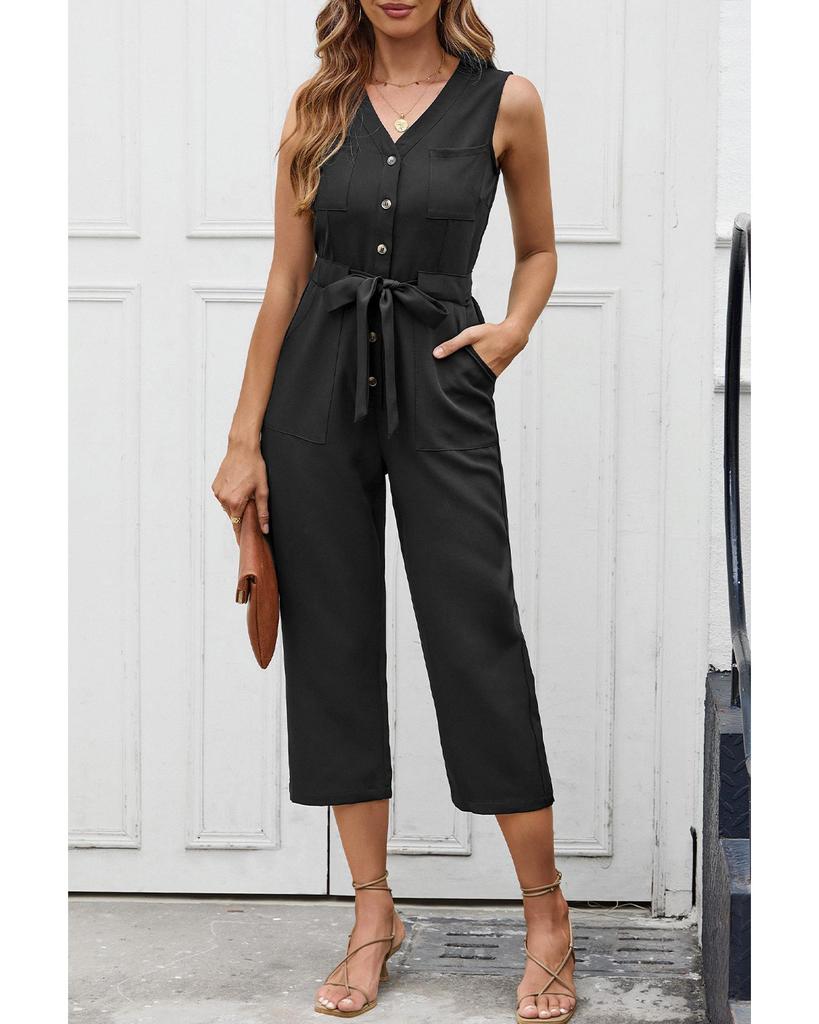 Azura Exchange Укороченный комбинезон без рукавов с поясом