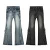 Womens Y2K Flared Jeans Vintage Washed Slim Fit Denim Pants Streetwear
