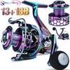 SOUGAYILANG Spinning Fishing Reel 13 + 1BB Colorful Top Quality Windlass High Speed Gear Ratio 5.2: 1 Max Drag 8kg Full Metal Hollow Out Fishing Reel