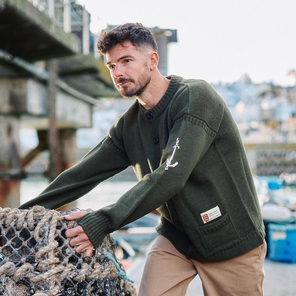 Guernsey Woollens Fisherman Whole Garment Cardigan - Ami