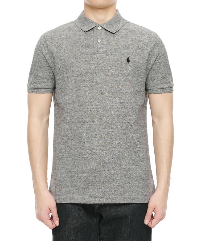POLO RALPH LAUREN Хлопковая сетчатая рубашка-поло Custom Slim Fit - Серая
