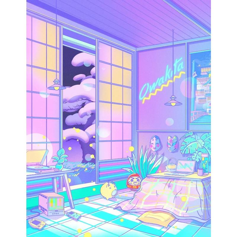 Classic Abstract Aesthetics Wall Art 80s Neon City Street Steam Wave HD Oil On Canvas Posters And Prints Home Bedroom Decor Gift