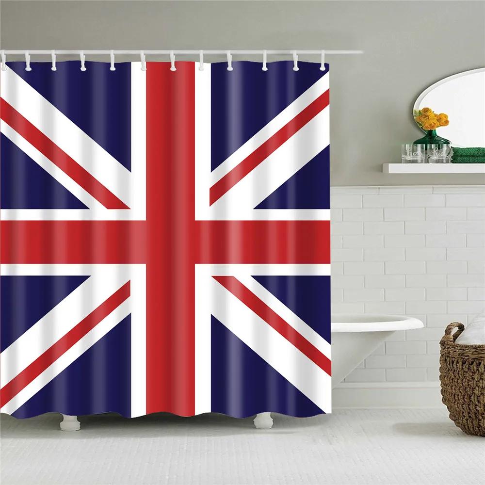 Retro Artistic Flag Shower Curtain Rustic Country Barn Door Pattern Bath Curtains Bathroom Curtains for Bathtub Home Art Decor
