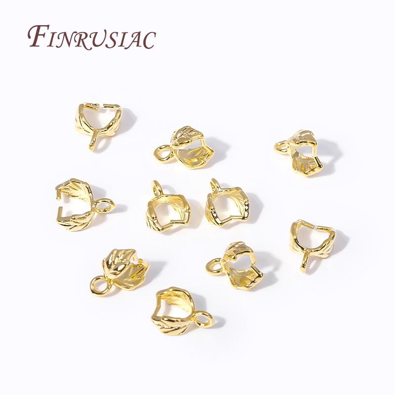 Позолоченная 18K застежка-петля для кулона, модная форма листа, заготовки для изготовления ювелирных изделий, аксессуары