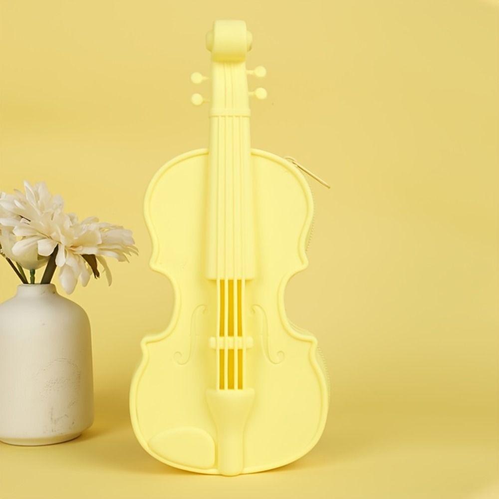Cute Design Musical Note Cutouts Lightweight Silicone Pen Box Gift Music Lovers Daily Storage