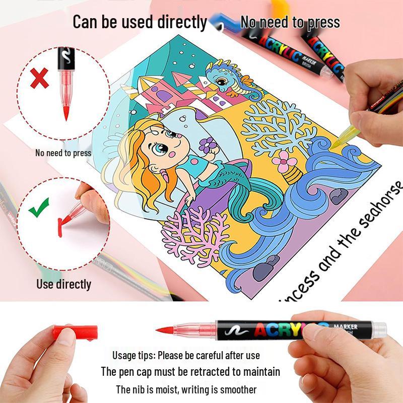 8101 Акриловые маркеры с мягким наконечником - 12/24 цвета для студенческого творчества, DIY и граффити