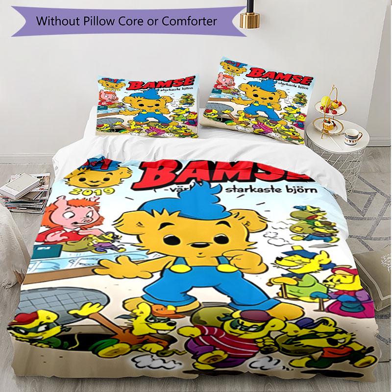 3pcs Duvet Cover Set (1*Duvet Cover + 2*Pillowcase, Without Core), Bamse Print Soft All‑Season Bedding Set, Home Bedroom Decor Gift