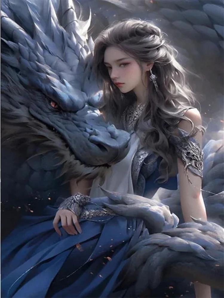 Алмазная картина с изображением женщин и драконов 5DDiy полная круглая квадратная мозаика крест вышитая картина с изображением животных украшение на стену