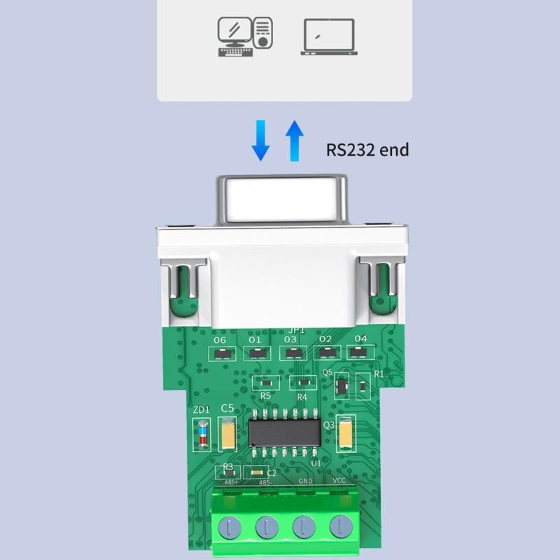Преобразователь RS232 в RS485 Адаптер Подключай и работай Поддержка связи 1200 м Защита от перенапряжения для промышленного оборудования