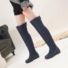 Krazing Pot PU Down Fiber Tarpaulin Autumn Winter Shoes Med Heels Size 44 Wedges Super Size Snow Boots Round Toe Keep Warm Knee Boots