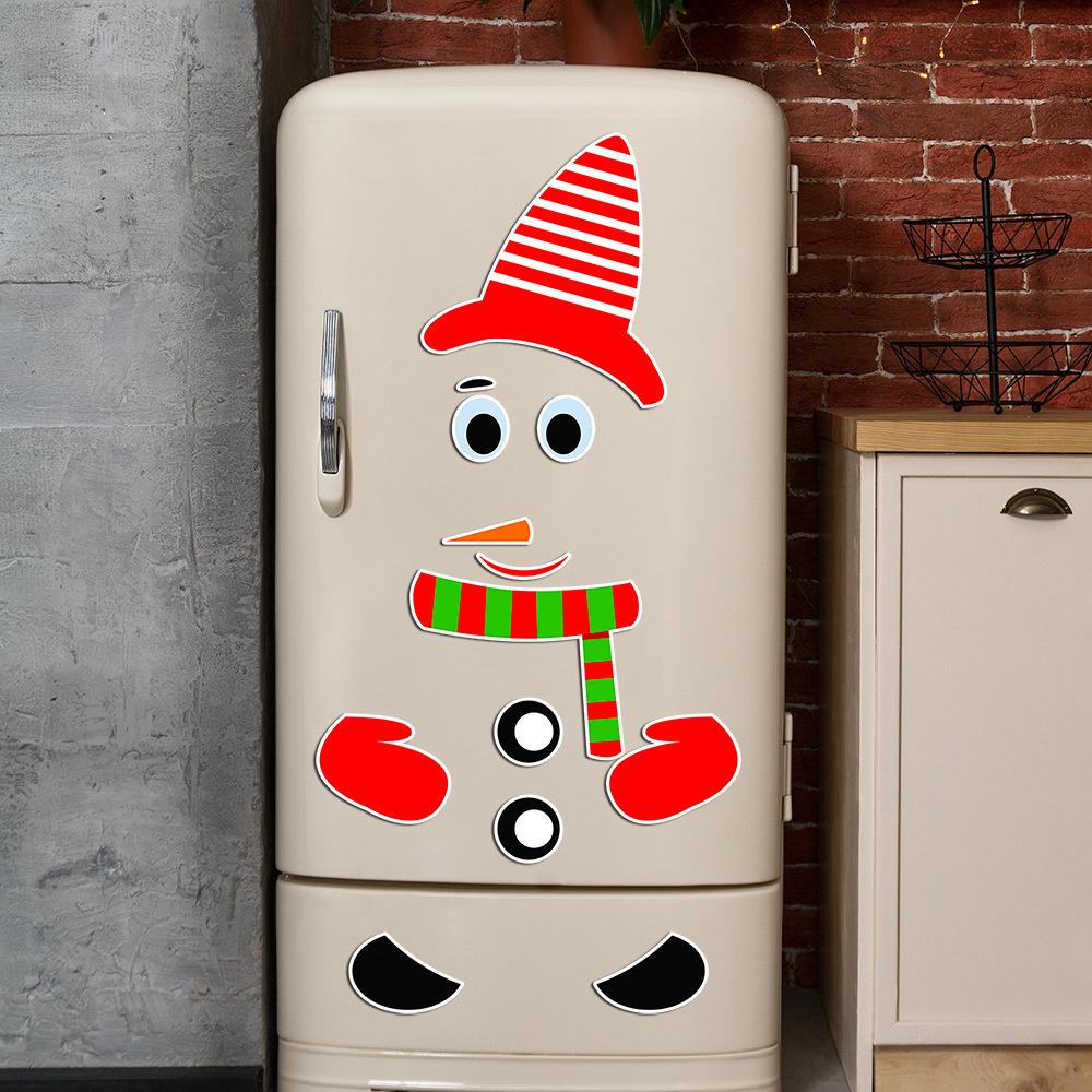 Magnetic Refrigerator Stickers with Snowman Image for Christmas. Christmas Decoration.