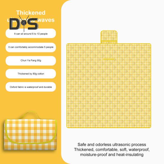 Плед для пикника с толстым хлопковым наполнителем, водонепроницаемый, легко моется, многоцелевой пляжный коврик, складной коврик для пикника с ручкой