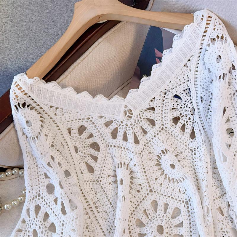 Dimanaf 2025 Новые летние женские футболки с V-образным вырезом, базовые модные топы, кружевные футболки, повседневные свободные белые футболки