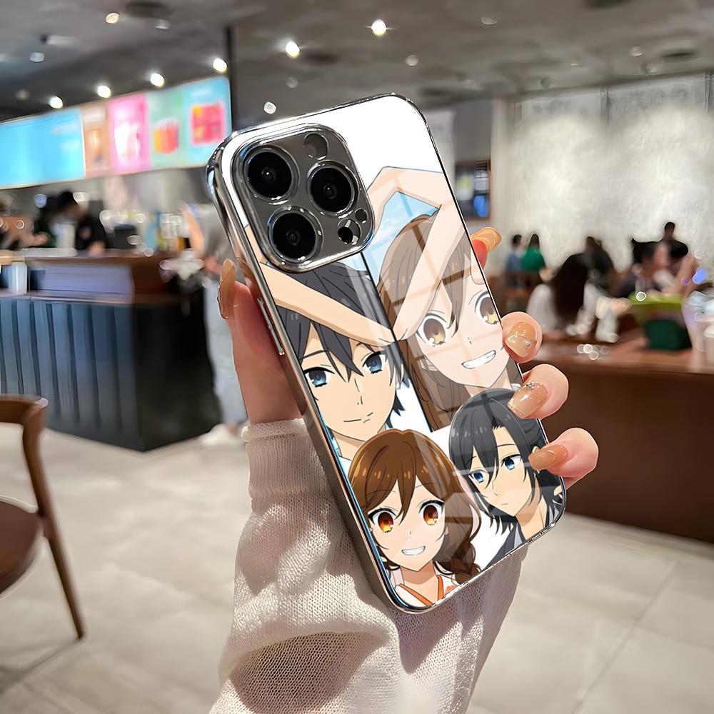 Чехол для телефона с аниме Хорimiya для iPhone 17 Pro Max 15 Pro 16 14 Plus 12 13 Mini 11 Pro Ударопрочный Электрооцинкованный Стеклянный Чехол
